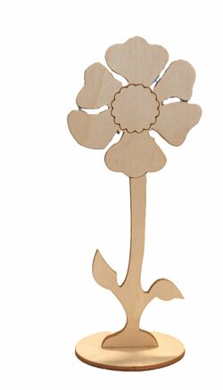 Dřevěná dekorace - Květina na podstavci